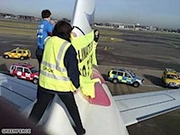 activists on a plane